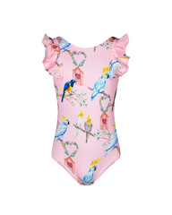 COCKATOO IN PINK ONE-PIECE SWIMSUI