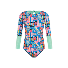 RETRO VIBES- SLEEVE SWIMSUIT